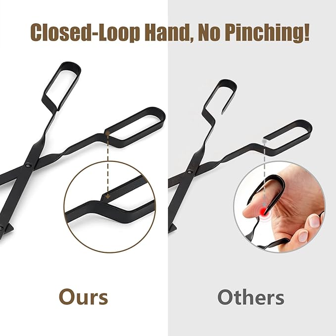 Heavy Duty 32” Long Fireplace Fire Pit Campfire Poker Stick and 26” Fireplace Tongs Tool Set Log Grabber Rust Resistant fire poker Camping Fireplace Tools for Indoor Outdoor Solo Stove Accessories