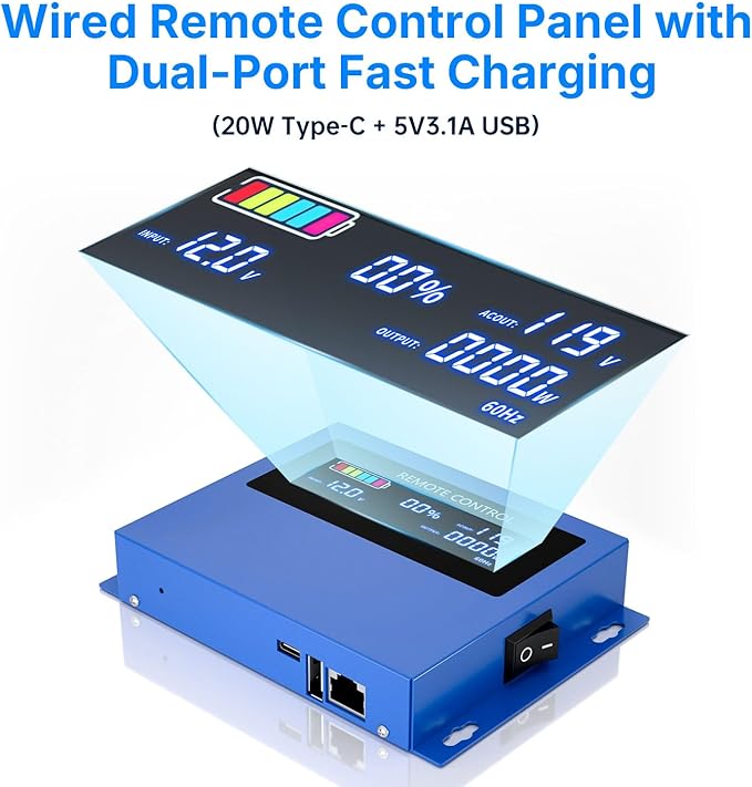 4000w Pure sine Wave Inverter DC 12V to AC 110V/120V Converter, 8000w (Peak) with LCD Display, Wireless/Wired Remote Control, 4AC outlets and 4USB.Ideal for Camping, RV Travel, Off-Grid Solar Systems