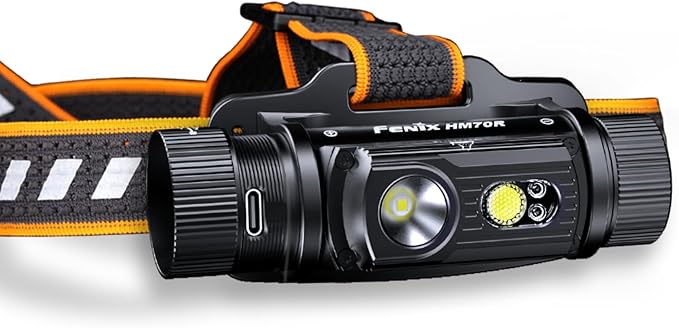 Fenix HM70R 1600 Lumen USB-C Rechargeable Headlamp with Dual ARB-L21-5000, White, High CRI and Red LEDs & LumenTac Organizer