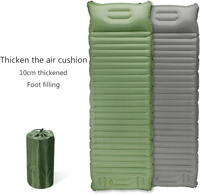 Camping Sleeping Pad Inflatable Mattress, Compact-Portable Lightweight Mat with Built-in Foot Mattress Twin Size Double with Pillow Built-in