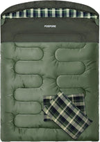 Double Sleeping Bag Flannel for Adults with 2 Pillows 2 Person Sleeping Bags Camping XXL Queen Size Two Person Sleeping Bag for Cold Weather