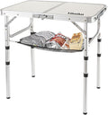 Folding Camping Table with Adjustable Height, 23.6" x 15.8" Portable Lightweight Tables with Aluminum Legs for Outdoor Camp, Picnic, Beach, Backyard, Tailgate Cooking, 3 Heights
