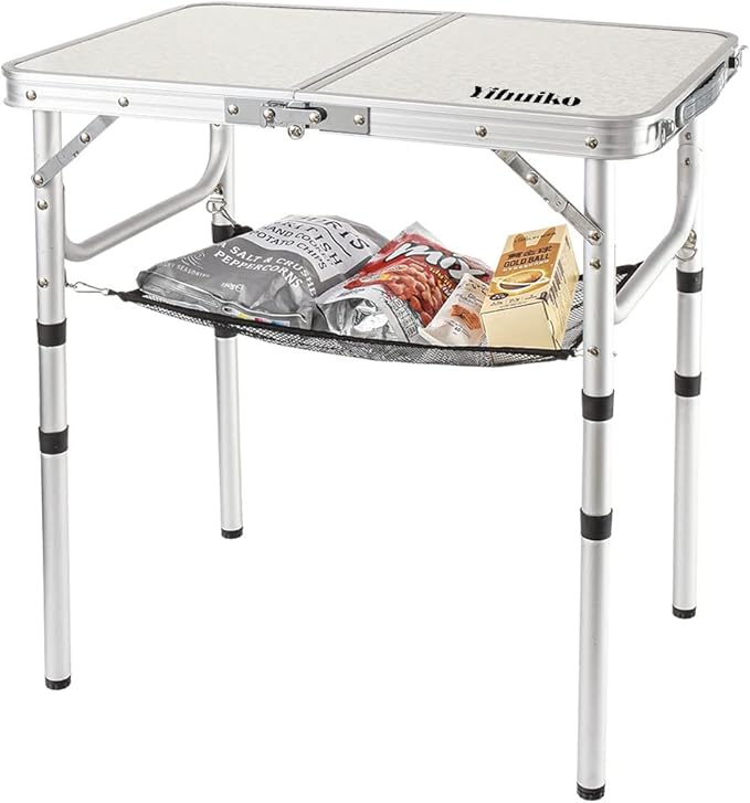 Folding Camping Table with Adjustable Height, 23.6" x 15.8" Portable Lightweight Tables with Aluminum Legs for Outdoor Camp, Picnic, Beach, Backyard, Tailgate Cooking, 3 Heights