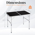 Outvita 3ft Portable Folding Camping Table, Outdoor Waterproof Adjustable Height Table, Aluminum Lightweight Suitcase Foldable Table for Picnic BBQ Beach Dining