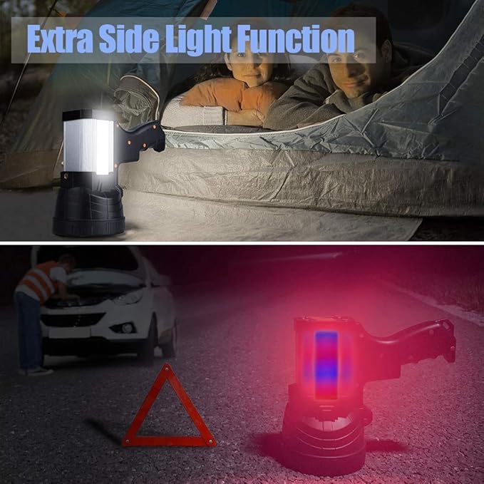 Super Bright Handheld Spotlight Flashlight LED High lumens Rechargeable, Most Powerful Spot Lights Hand held Large Capacity 10000 Long Lasting High Power Searchlight Big Flashlight