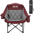 Overmont Oversized Camping Chair for Adults - 400lbs Support Heavy Duty Padded Folding Chair with Cooling Bag Cup Holder Side Pocket Carry Bag - Comfortable Portable for Outdoor Garden Sports Beach