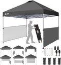 CROWN SHADES 10x10 Pop up Canopy Tent Instant Canopy with 150D Silver Coated Fabric Including 2 Half Sidewalls, 4 Ropes, 8 Stakes, 4 Weight Bags, STO 'N Go Bag, Grid Grey