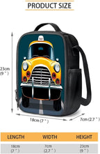 3 Set of Cartoon Taxi Pattern Backpack Set with Portable Lunch Box and Multilayer Structure Dirt-resistant Pencil Case for Boys Elementary High School Students