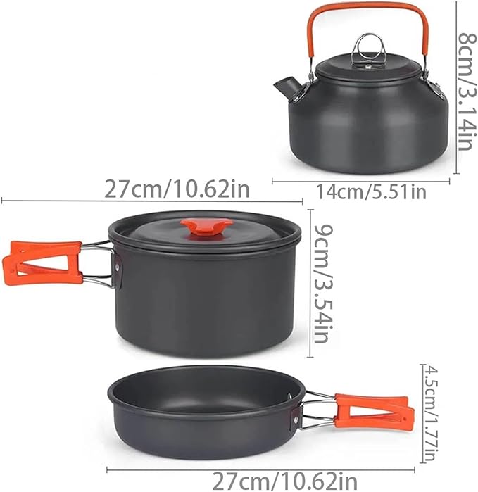 Camping Cookware Kit Outdoor Cooking Set Aluminum Pot Equipment Travel Tableware Kitchen for Hiking Picnic BBQ
