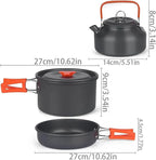 Camping Cookware Kit Outdoor Cooking Set Aluminum Pot Equipment Travel Tableware Kitchen for Hiking Picnic BBQ