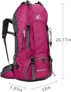 Bseash 60L Waterproof Hiking Camping Backpack with Rain Cover, Large Outdoor Sport Travel Daypack Rucksack for Climbing