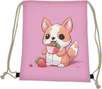 Upetstory Cute Corgi Dog Drawstring Backpack String Gym Drawstring Bag Foldable Sports Gym Drawstring Tote Bag Sack Pack for Outdoor Travel Hiking School Shopping