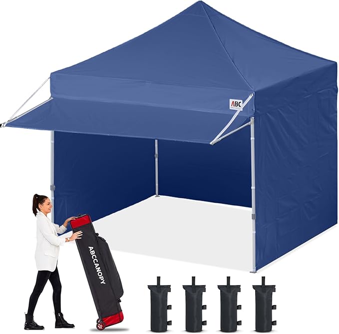 ABCCANOPY 10x10 Pop up Canopy Tent with Sidewalls - Easy up Canopies with Awning, Outdoor Tents for Parties, Market, Commercial Events, Navy Blue