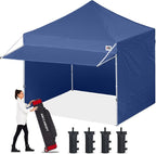 ABCCANOPY 10x10 Pop up Canopy Tent with Sidewalls - Easy up Canopies with Awning, Outdoor Tents for Parties, Market, Commercial Events, Navy Blue