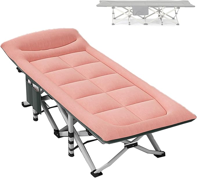 Folding Camping Cot, Portable Folding Camping Cot, Outdoor Patio Folding Lounge Chair, Perfect for Camping, Pool, Beach, Patio,Office（A）