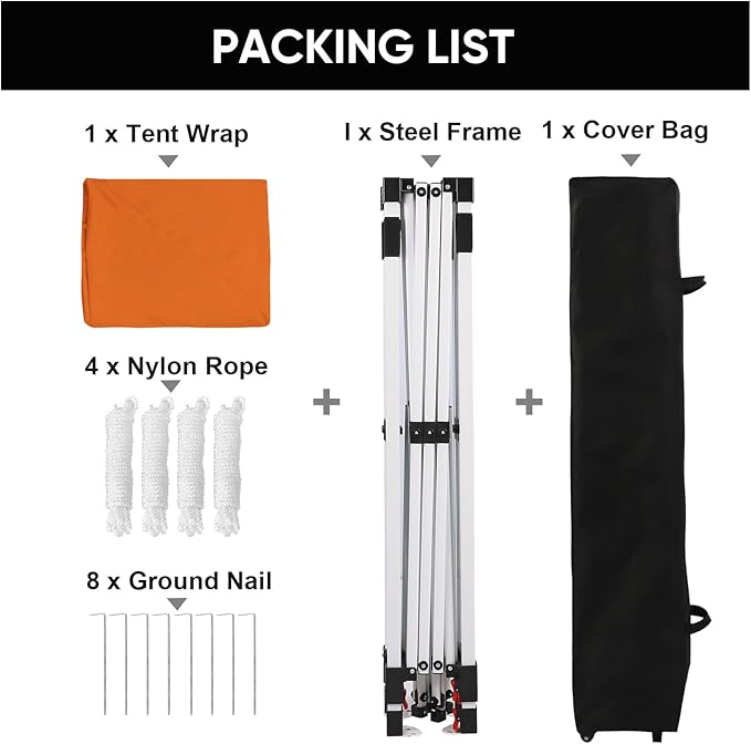 Northroad 10x10ft Pop Up Canopy, Popup Outdoor Canopy Tent with Wheeled Carrying Bag,Portable Gazebo Shelter for Patio,Deck,Garden,Beach（Orange）