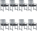 Patio Chairs with Cushions 8 pcs,Outdoor Chairs,Club Chairs,Decorative Chair,Camping Chair,Camping Chair,Reception Chair,Bistro Chair,for Patio,Balcony,Party, Solid Acacia Wood Gray