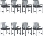 Patio Chairs with Cushions 8 pcs,Outdoor Chairs,Club Chairs,Decorative Chair,Camping Chair,Camping Chair,Reception Chair,Bistro Chair,for Patio,Balcony,Party, Solid Acacia Wood Gray