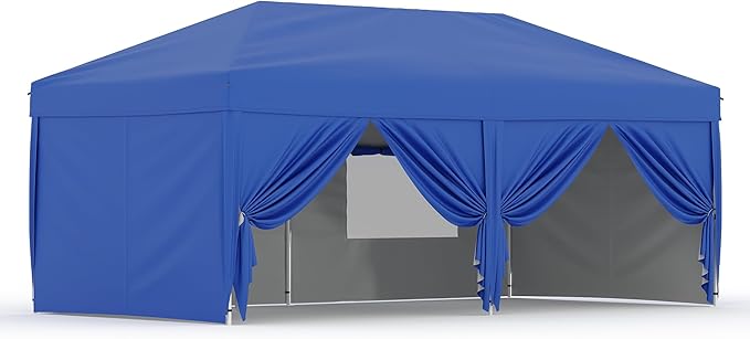 10'x20' Pop Up Canopy Tent with 6 Sidewalls, Waterproof and UV Resistant Outdoor Gazebo, Easy Up Sun Shade Shelter for Parties, Events, Backyard, Camping
