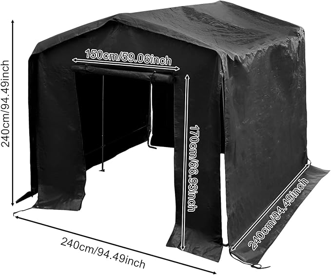 Outdoor Storage Shelter Shed, 8' x 8' Heavy Duty Portable Utility Shed Storage Shelter with Roll-Up Door, Large Steel Frame Garage Garden Shed for Backyard, Patio Lawn