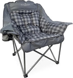 Black Sierra Oversized Camping Chair for Adults – 400 lb Heavy Duty Folding Chair with Cup Holders & Carry Bag