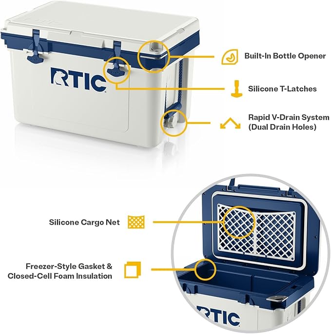 RTIC Ultra-Light 32 Quart Hard Cooler Insulated Portable Ice Chest Box for Drink, Beverage, Beach, Camping, Picnic, Fishing, Boat, Barbecue, 30% Lighter Than Rotomolded Coolers