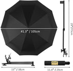 UPF 50+ Beach Umbrella with Adjustable Universal Clamp