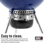 Weber Master-Touch Charcoal Grill, 22-Inch, Deep Ocean Blue – Premium Outdoor BBQ Grill with Tuck-Away Lid Holder & One‑Touch™ Cleaning System, Porcelain‑Enameled Kettle