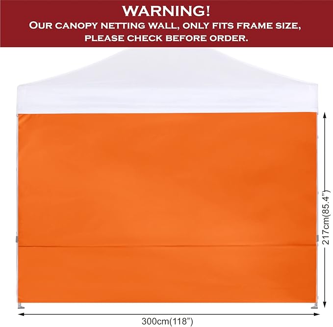 COOSHADE Instant Canopy SunWall 10x10 Canopy SideWall for Pop up Canopy Tent, 1 Pack Sidewall Only, Orange
