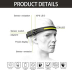 LED Headlamp Rechargeable, 230° Wide Beam Outdoor Waterproof Head Light, Adjustable Headband, Lightweight Motion Sensor Head Lamp for Cycling, Camping, Hiking, Running, Outdoor - Adults and Kids (2)
