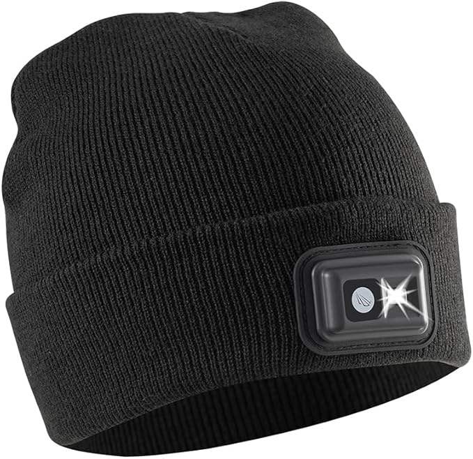 POWERCAP LED Hat Light 150 Lumens Rechargeable Fleece Beanie with Bright Built-in Headlamp Waterproof LED Warm One Size Cap