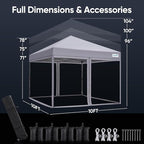 Quictent 10'x10’ Pop up Screened Canopy Tent with Mosquito Netting, Portable Easy up Outdoor Screen House Shelter for Patio, Camping and Picnic, Includes Wheeled Carry Bag