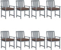 Patio Chairs with Cushions 8 pcs,Outdoor Chairs,Club Chairs,Decorative Chair,Camping Chair,Camping Chair,Reception Chair,Bistro Chair,for Patio,Balcony,Party, Solid Acacia Wood Gray