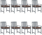 Patio Chairs with Cushions 8 pcs,Outdoor Chairs,Club Chairs,Decorative Chair,Camping Chair,Camping Chair,Reception Chair,Bistro Chair,for Patio,Balcony,Party, Solid Acacia Wood Gray