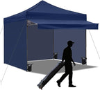 Pop up Canopy Tent with Awning Easy up Canopy with Wheel Bag Heavy Duty Waterproof Canopy Commercial Gazebo Tent for Outdoors Parties Vendors (Navy Blue)