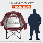 Overmont Oversized Camping Chair for Adults - 400lbs Support Heavy Duty Padded Folding Chair with Cooling Bag Cup Holder Side Pocket Carry Bag - Comfortable Portable for Outdoor Garden Sports Beach