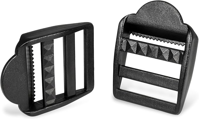 CooBigo 10 Pack Plastic Ladder Lock Buckles, 1-1/4" Ladder Slider Buckle for Backpack Strap Nylon Webbing Clip Replacement, Outdoor Camping Gear Sleeping Bag Tent Tie Down Strap Accessories (Black)