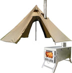 DANCHEL OUTDOOR Backpacking Hot Tent w/Stove Jack, Portable Tipi Tent with T6 Titanium Folding Wood Stove for 1-4 Person Winter Camping Hunting,3m/4m