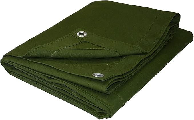 CARTMAN Finished Size 12x16 Feet Canvas Tarp with Rustproof Grommets, Heavy Duty Multipurpose Tarpaulin Cover for Canopy Tent, Roof, Camping, Woodpile