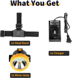 Rechargeable LED Mining Headlamp for Hard Hat Helmet, Explosion-Proof Waterproof Miner Headlight with Clip, Coal Mining Flashlight for Hunting, Fishing, Camping, Construction, Caving, Repair