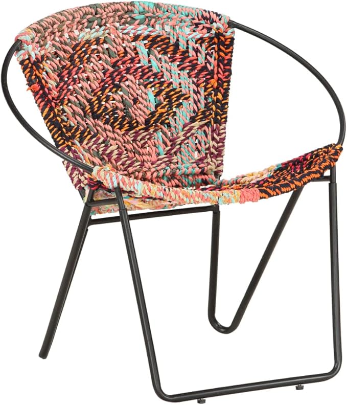 Circle Chair,Camping Chair,Beach Chair,Garden Chair,Bedroom Chair,Industrial Chair,Home Decor,for Living Room, Club, Bedroom, Indoor,Outdoor, Balcony, Garden,Multicolors Chindi Fabric