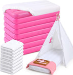 Windyun 8 Sets Kids Air Mattress Bulk with Fitted Sheet,Toddler Inflatable Bed 63 x 27 x 8 Inches Blow up Airbed Camping Sleeping Pad for Aged 3-10 Years Old Birthdays Slumber Sleepover Party (White)
