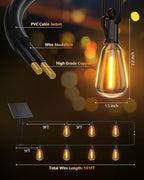 Brightown 151FT Solar String Lights Outdoor Waterproof with Remote, 48+2 LED Shatterproof Bulbs, Dimmable & Timable, 3 Light Modes - Commercial Grade Patio Lights for Garden Backyard Party Decor
