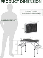 Titanker Folding Camping Table Small 2ft, Small Camp Table Portable with 50% Extra Space, Folding Picnic Beach Table Portable, Car Camping Essentials, Aluminum Light Solid, Silver