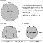 LEEDOR Pop Up Screen House, 6-10-15 Person Outdoor Screen Tent，Camping Screen Room with Carry Bag, Screened Gazebo with Mosquito Netting, Instant UV Resistant Sun Shelter for Garden, Patio, Backyard