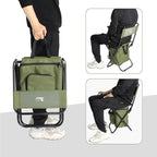 LEADALLWAY Fishing Chair with Cooler Bag Compact Fishing Stool Foldable Camping Chair