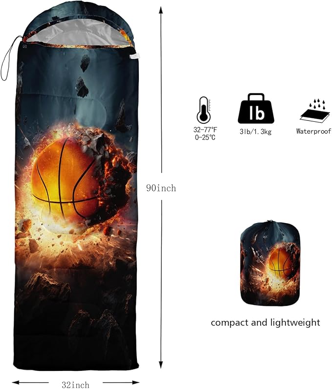 HOSIMA Dear Hunting Pattern Cold Weather Sleeping Bags for Kids Adults,Black Light Weight Waterproof Sleeping Bags for Outdoors Hiking.
