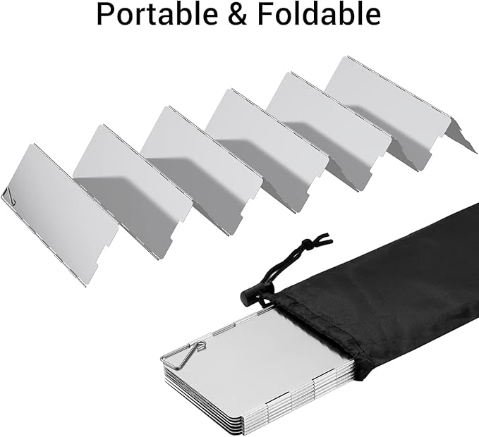 Camp Stove Windscreen, Ohuhu Camping Stove Windscreen 8/10/12 Plates Aluminum Folding Portable Camping Stove Windshield Grill Wind Screen for Camp with Carry Bag for Camping Hiking Picnic Backpacking