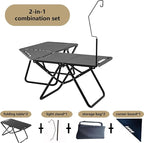 Outdoor portable folding carbon steel camping table, suitable for camping, barbecue, picnic, RV, outdoor cooking, travel - single or set (Black combination set, inch, 6.3, inch, 19.7, inch, 15.5)
