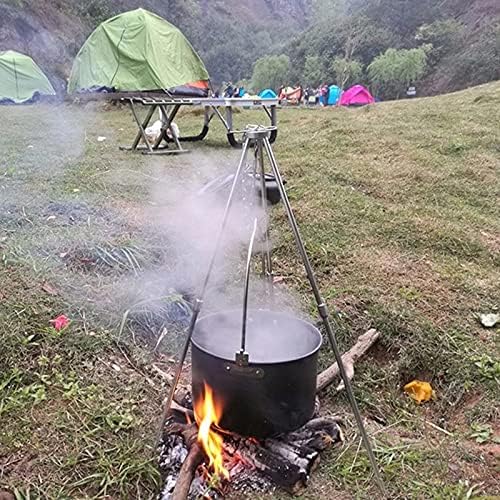 22pcs Camping Cookware Large Size Hanging Pot Pan Kettle with Base Cook Set 4 Cups Dishes Forks Spoons Kit for Camping Hiking